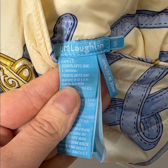 J McLaughlin Tahoe Reversible Down Puffer Vest Rope Print Small - Picture 3 of 5